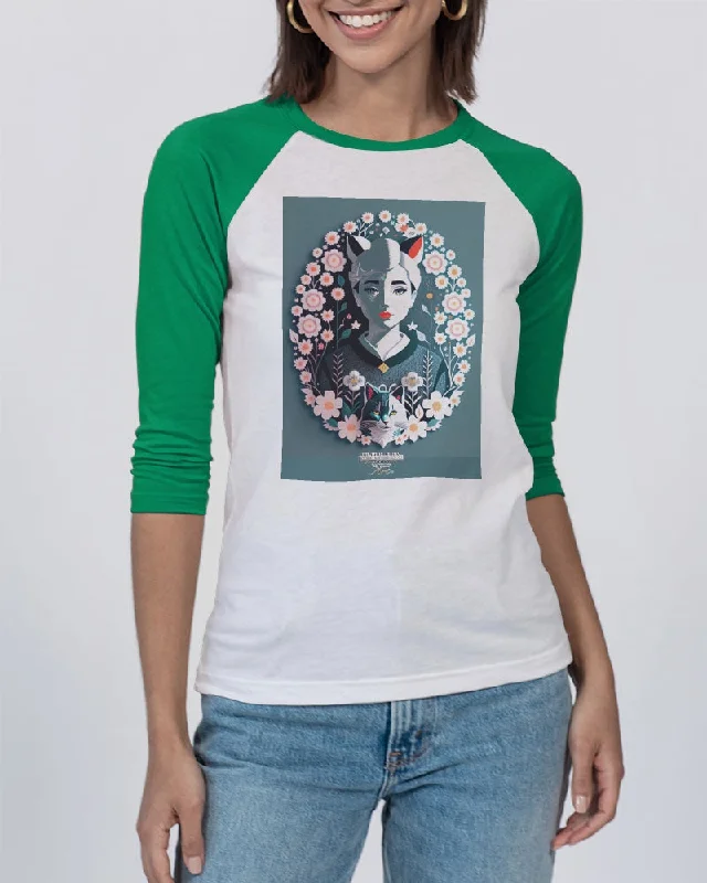 Silverfox flower Unisex Three-Quarter Sleeve Baseball Tee | Bella + Canvas