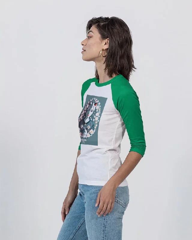 Silverfox flower Unisex Three-Quarter Sleeve Baseball Tee | Bella + Canvas