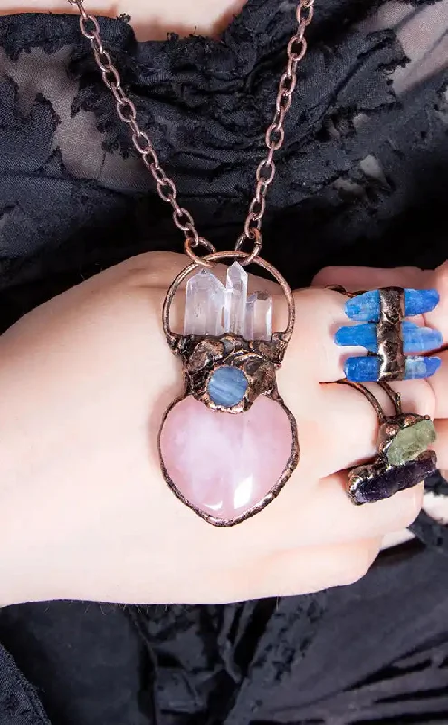 Aphrodite's Heart Necklace | Rose Quartz