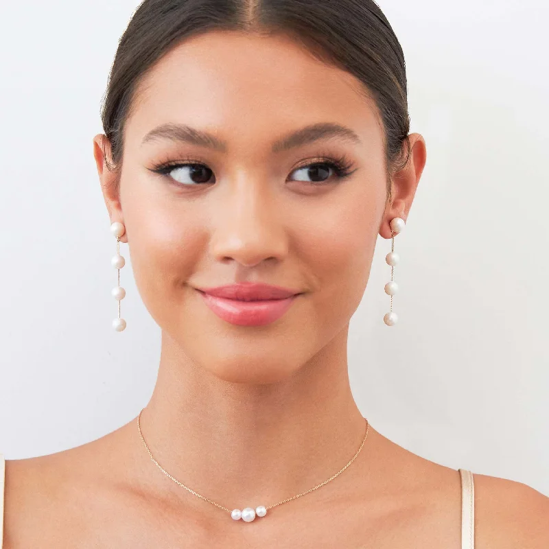 Cooper Pearl Drop Earrings - Short