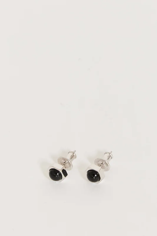 Crown Stud Earrings Onyx