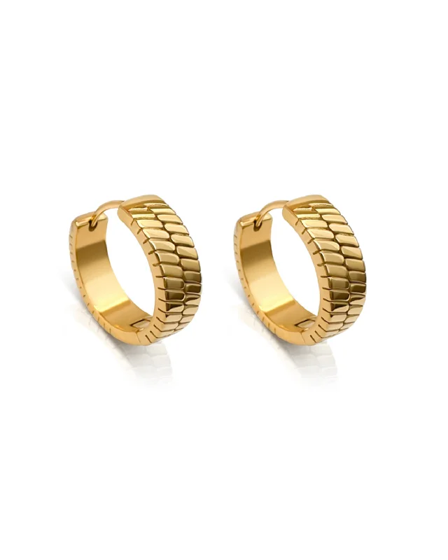 Ever Jewellery Step Back Hoop Earrings - Gold