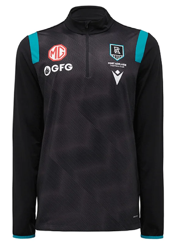 Macron Mens Port Adelaide 2022 1/4 Zip Training Top <BR> 58542826