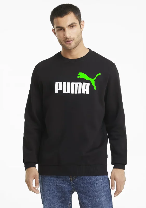 Puma Mens ESS+ 2 Colour Logo Crew Black/Green <br> 586763 51