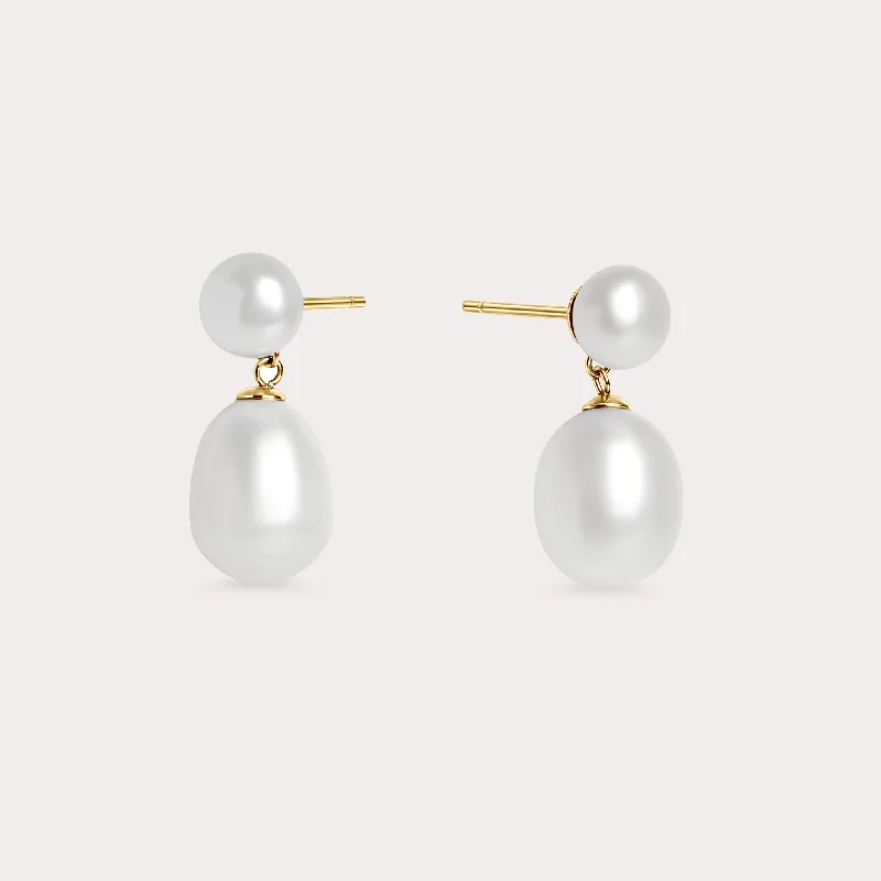 Reina Pearl Pendant Earring -  Gold