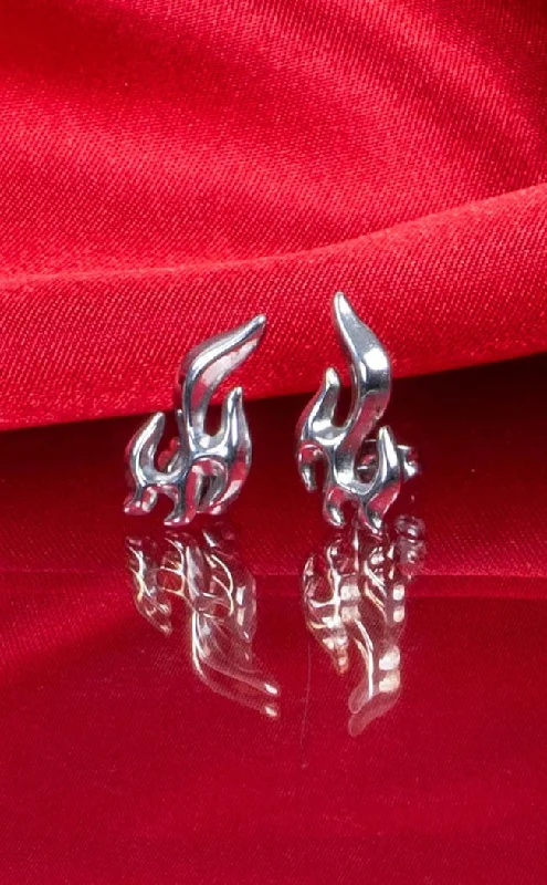 Stainless Steel Flame Earrings | Pair