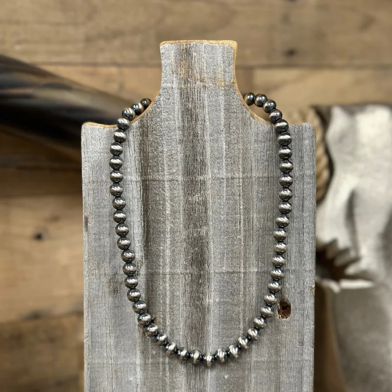 Thunder & Stone Genuine 8mm Navajo Style Pearl Necklace with Oxidized Sterling Silver Beads