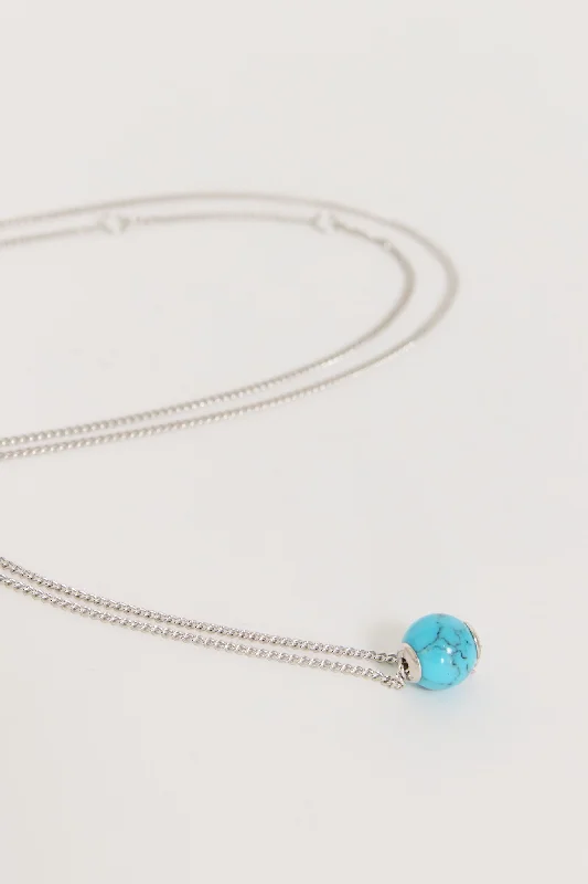 Turquoise Bead Pendant Necklace Blue