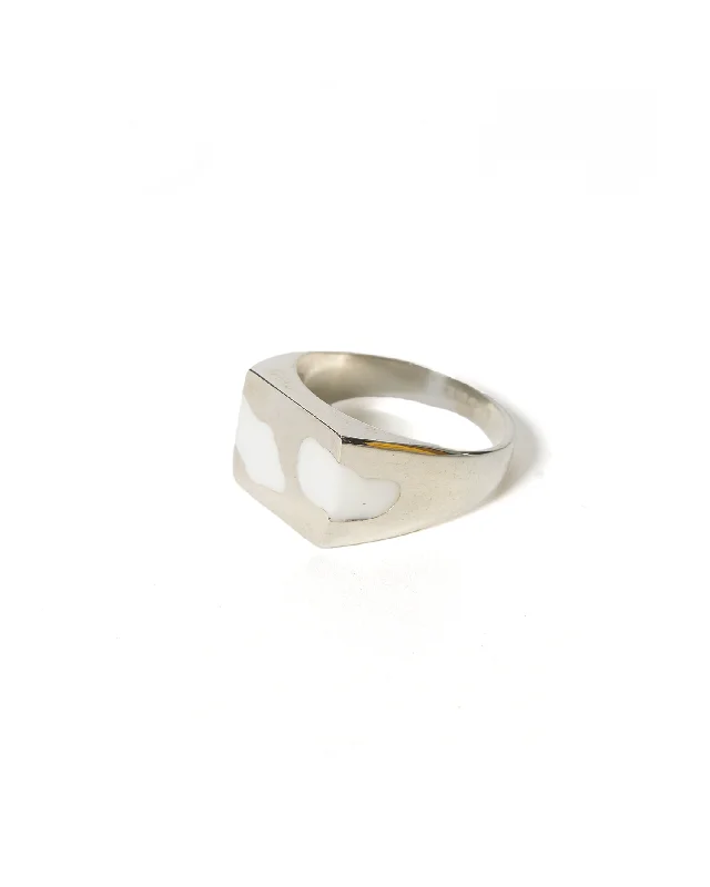 Two Piece Signet Ring - White